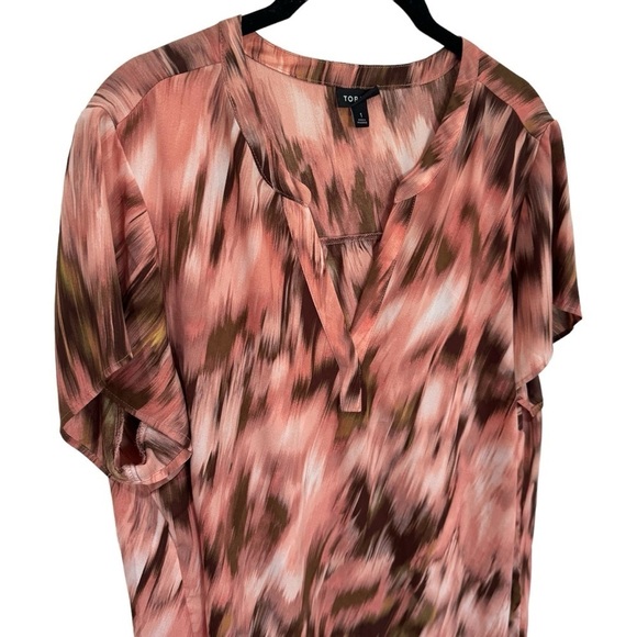 Torrid Pink and Brown Watercolor Dolman Blouse Women's Size 1 (L) - Picture 2 of 10
